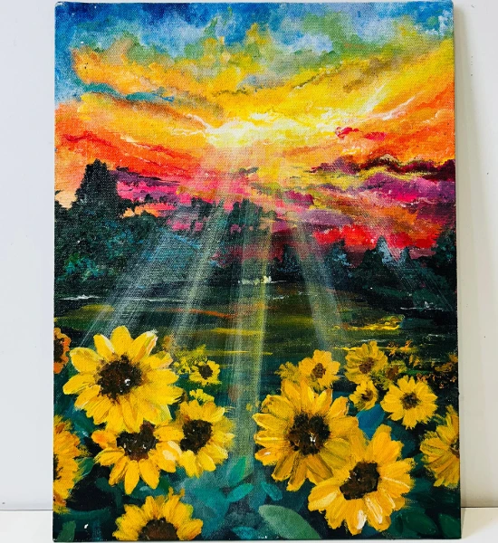 Golden Horizon – Acrylic Painting - Image 2
