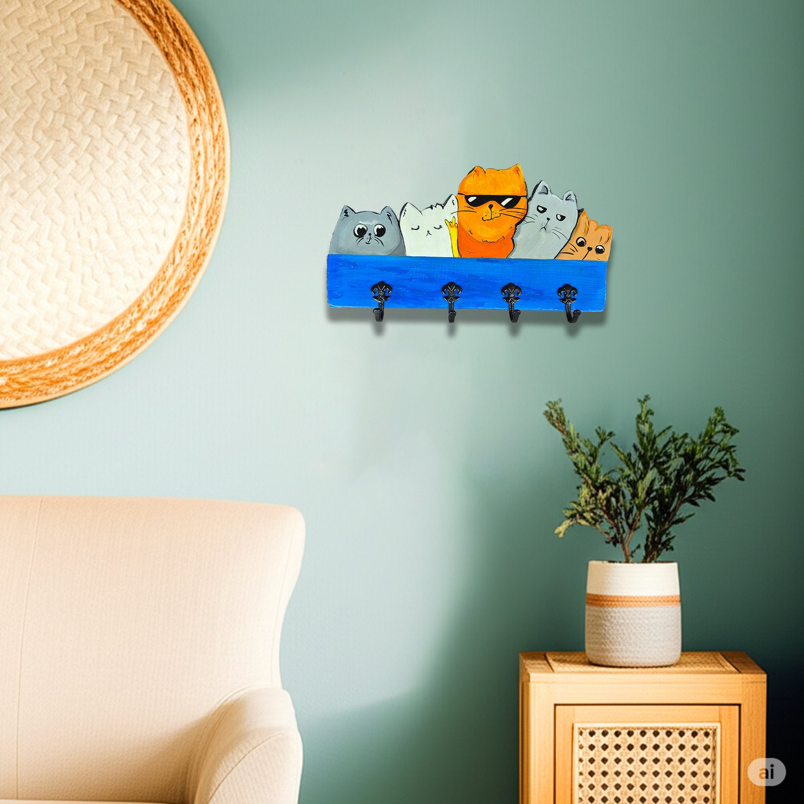 Hand-Painted Wooden Key Holders