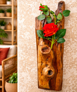 Rustic Wooden Wall Vase